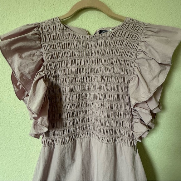 Nasty Gal Mini Dress Pink Ruffled Hem and sleeve size 8 - Picture 5 of 14